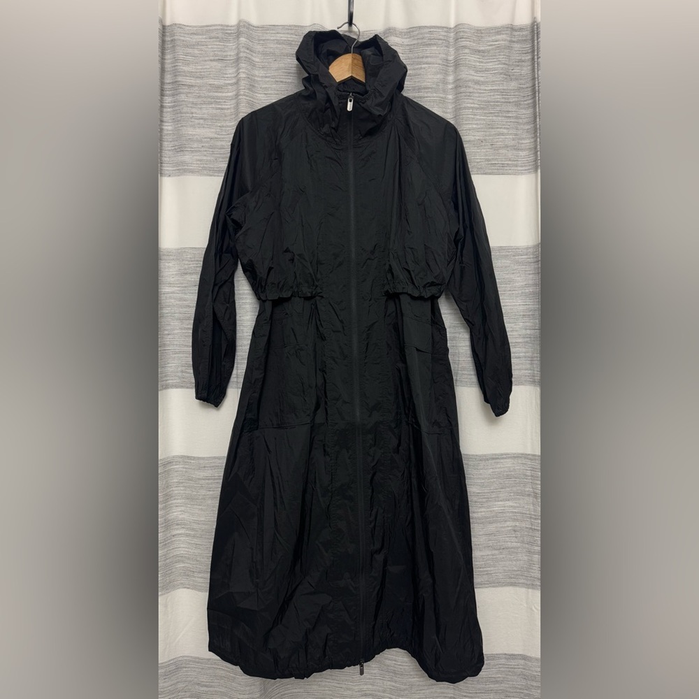 Athleta Skyline Sheer Anorak Lightweight Trench Coat in Black ~ NWOT